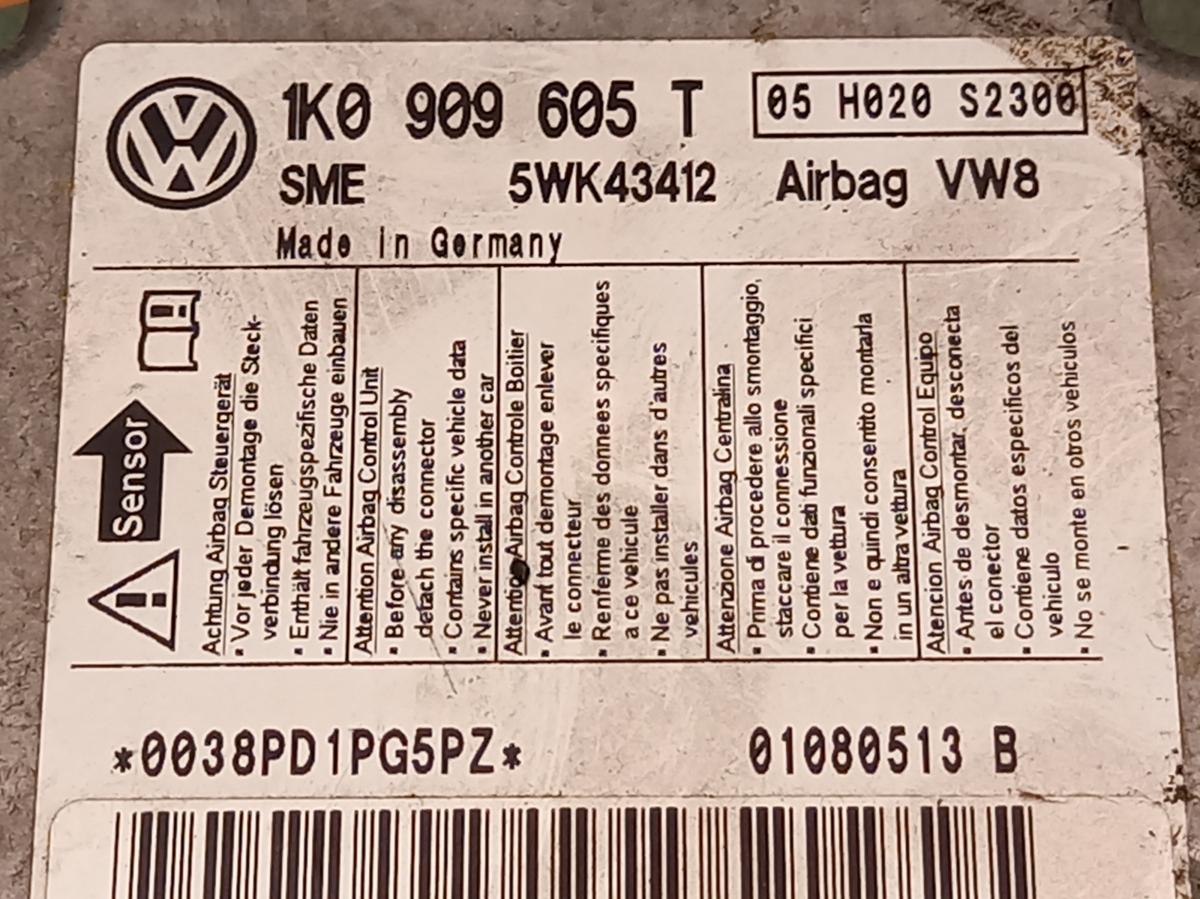 Řídící jednotka airbagu 1K0909605T VOLKSWAGEN GOLF iAutodily 4